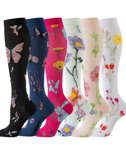 6 Pairs Of High-Elastic Breathable Calf Compression Socks For Sports and Fitness